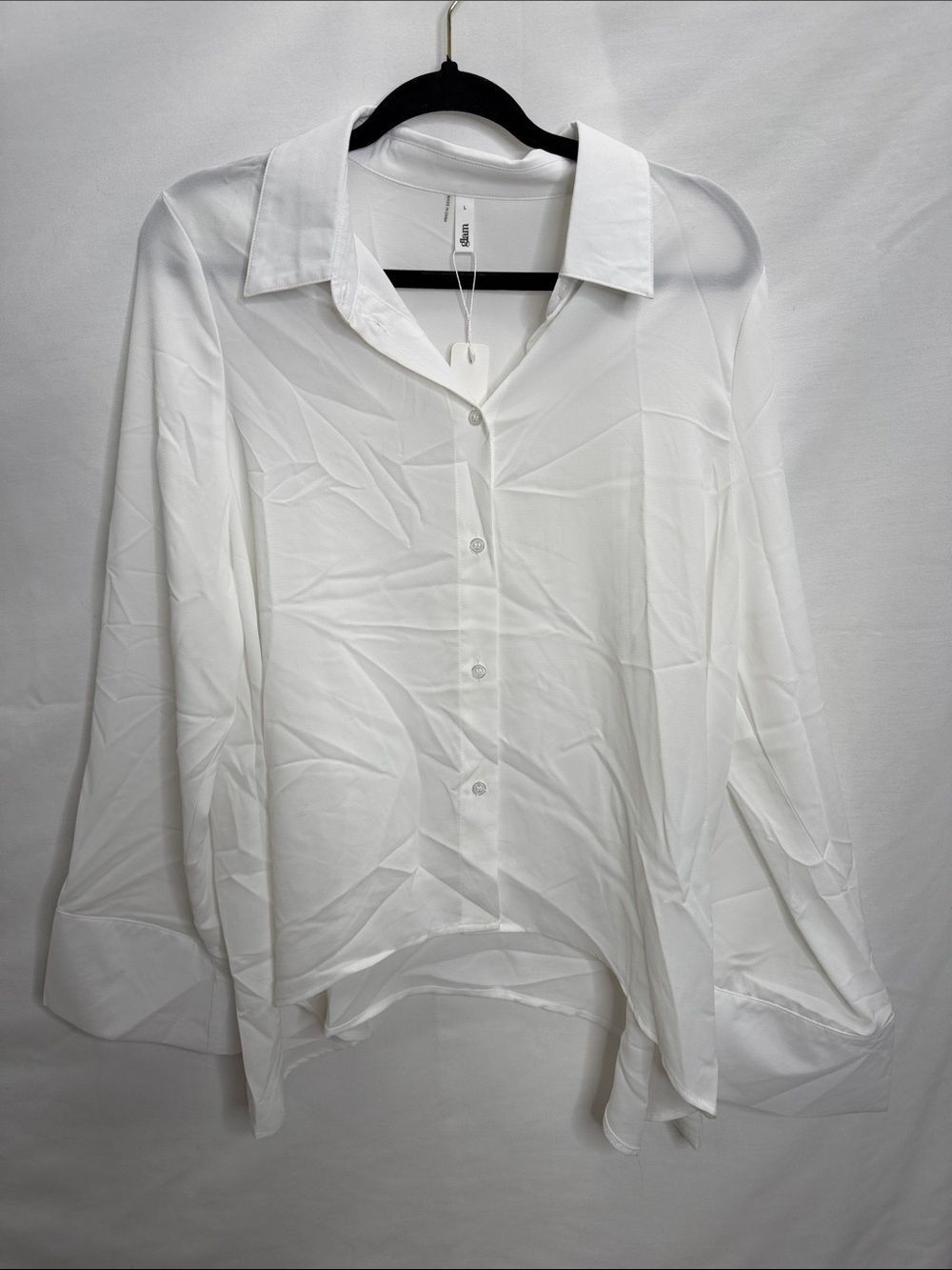 glam White Relaxed Button-Down Shirt
